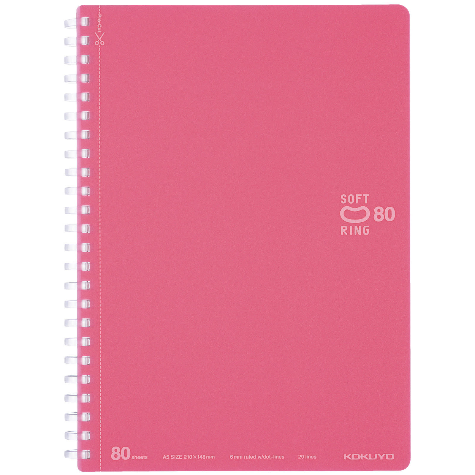 KOKUYO A5 Notebook, 80 Sheets, Light Pink, Ruled