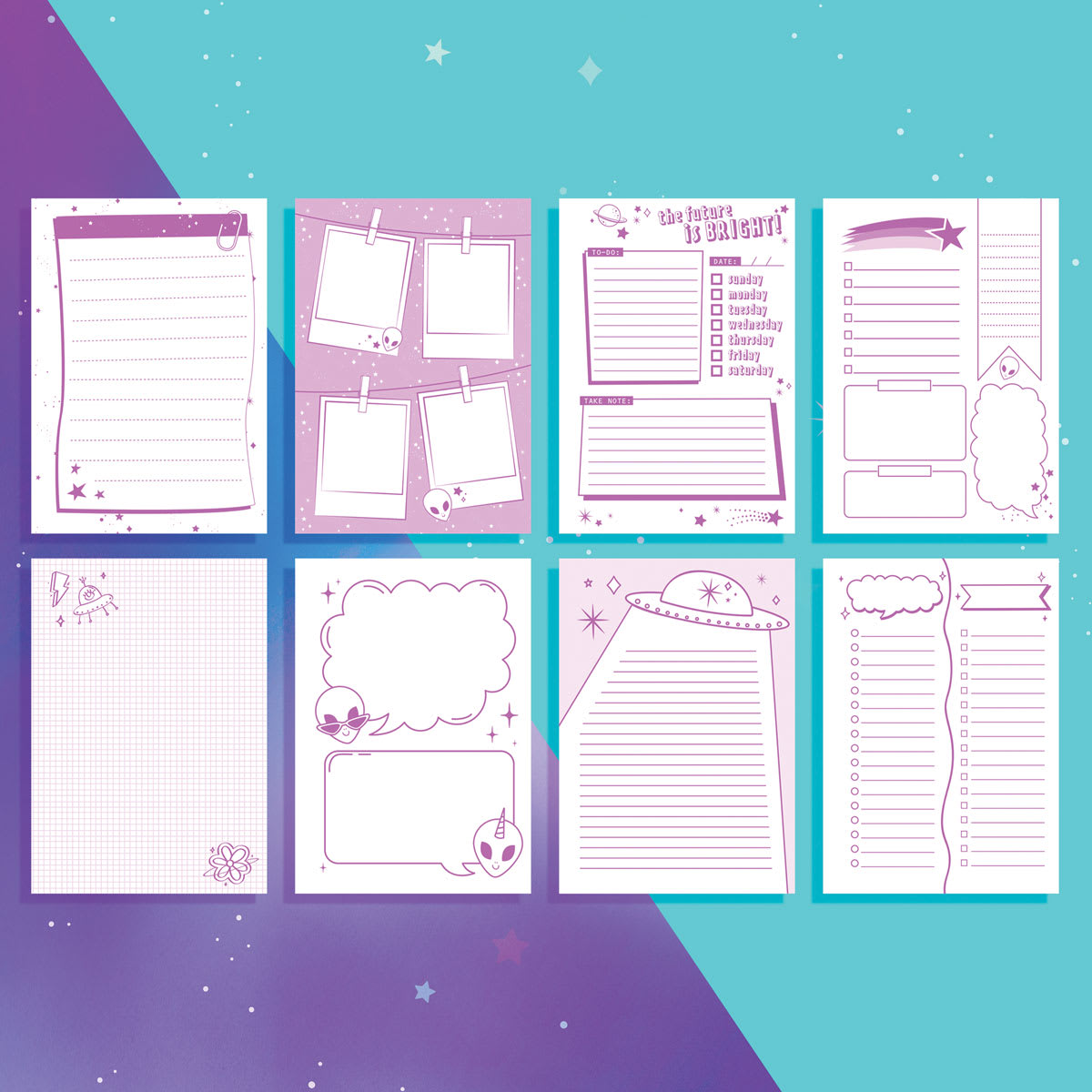 Fashion Angels Cosmic Vibes Only Light-Up Journal (inside pages)