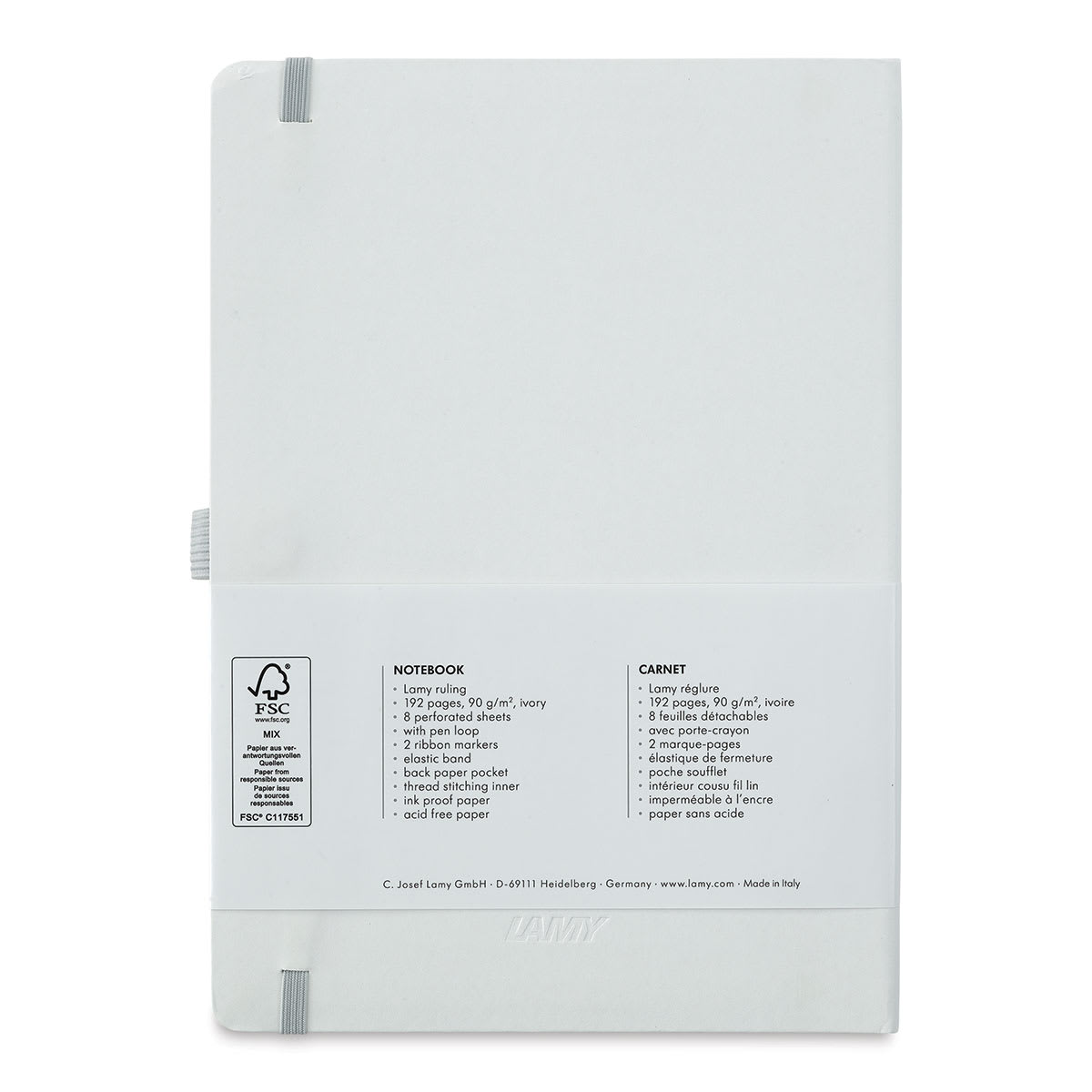 Lamy Softcover Notebook - White, Dot-Grid-Rule, 8-1/4" x 5-3/4" (back cover)