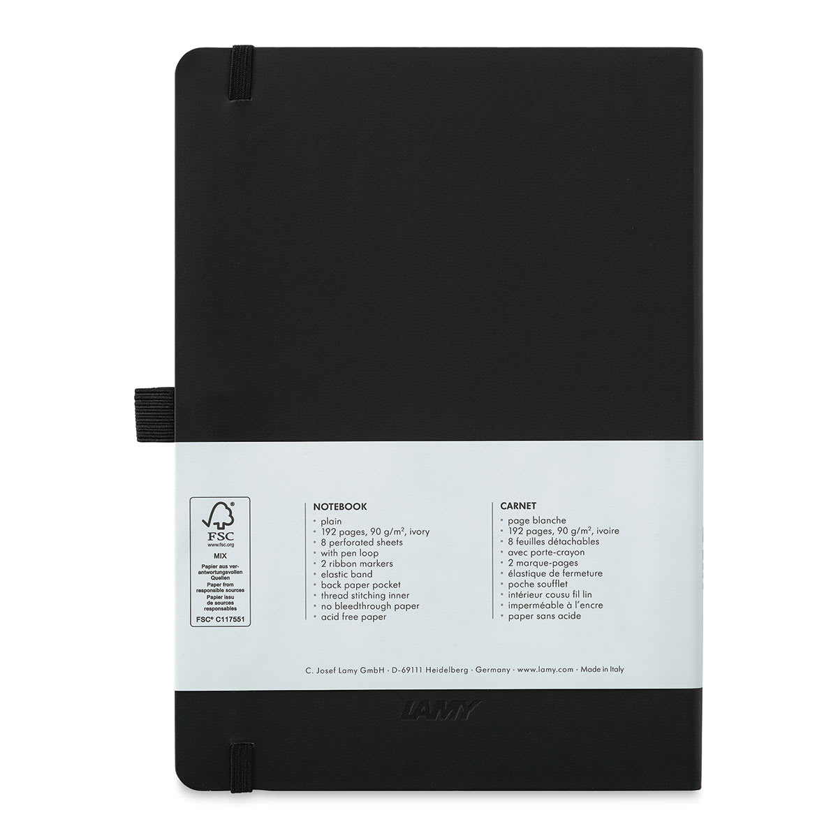 Lamy Softcover Notebook - Black, Blank, 8-1/4" x 5-3/4" (back cover)