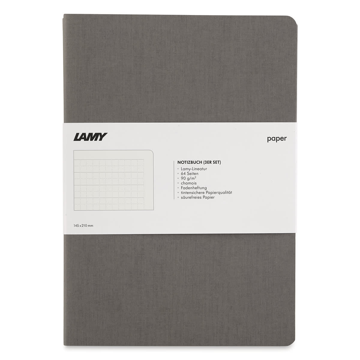 Lamy Booklets - Grey, 21 cm x 14.5 cm, Pkg of 3 (front of book) Lamy Booklets - Grey, 21 cm x 14.5 cm, Pkg of 3 (front of book)