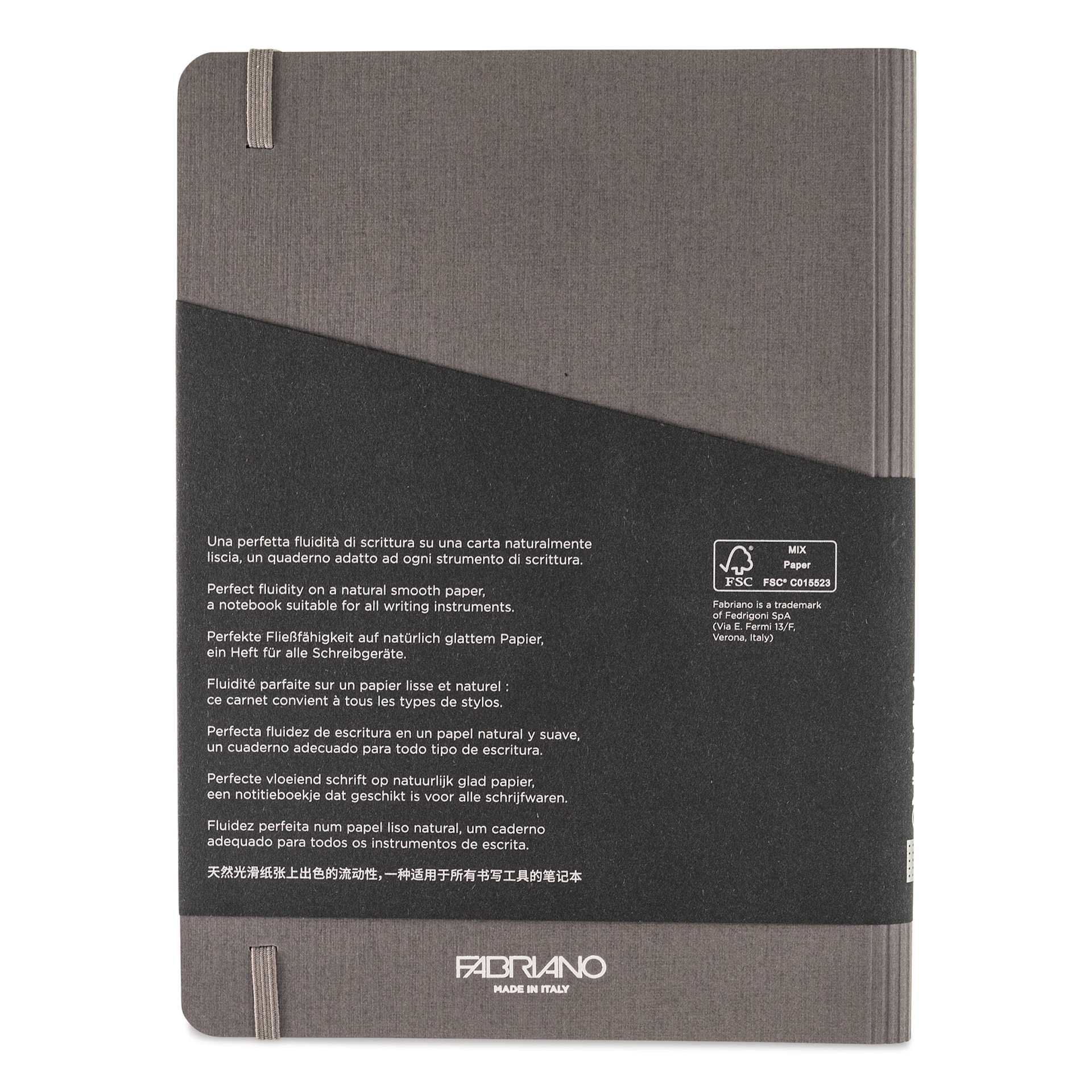 Fabriano Ecoqua Plus Hidden Spiral-Bound Notebook - Grey, 8-1/4" x 5-4/5", Dot Grid, back cover