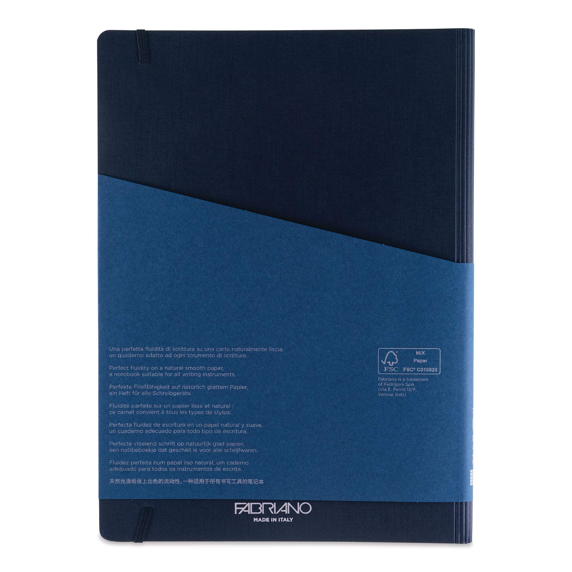 Fabriano Ecoqua Plus Hidden Spiral-Bound Notebook - Navy, 11-7/10" x 8-1/4", Ruled, back cover