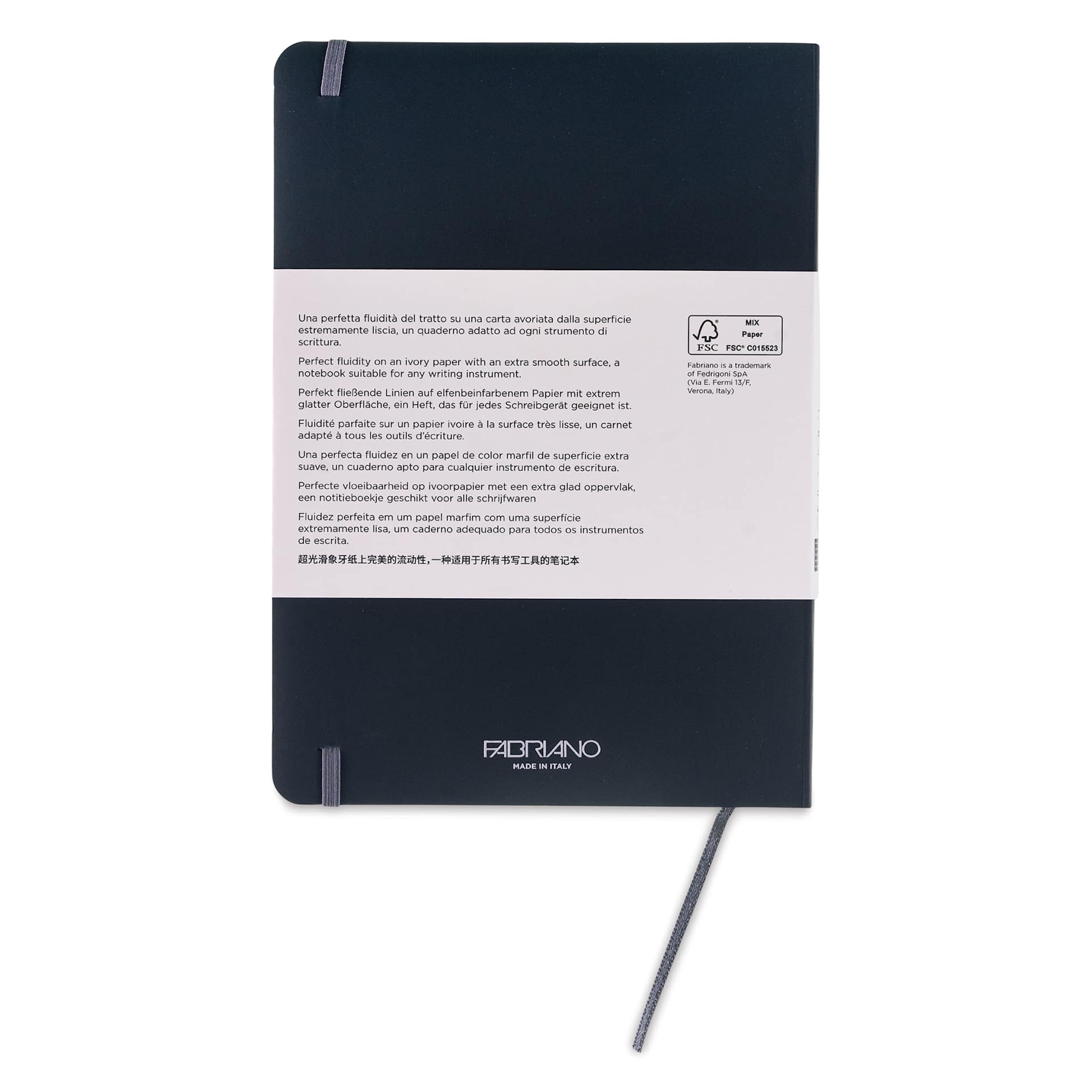 Fabriano Ispira Soft-Cover Notebook - Black, 5-4/5" x 8-1/4", Dot Grid, back cover