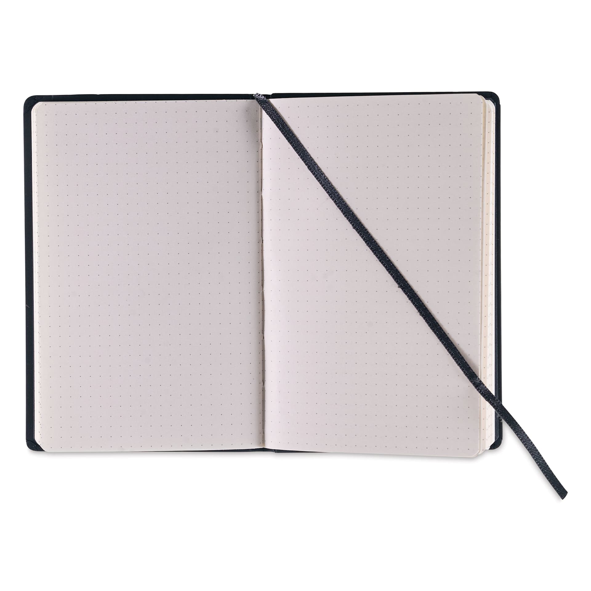 Fabriano Ispira Hard-Cover Notebook - Black, 3-1/2" x 5-1/2", Dot Grid, open
