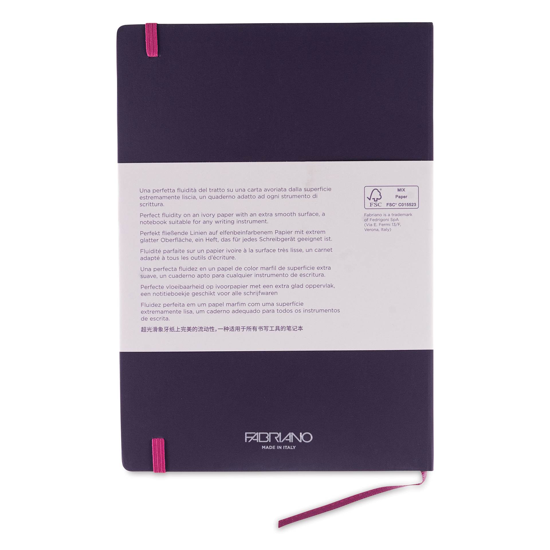 Fabriano Ispira Hard-Cover Notebook - Purple, 5-4/5" x 8-1/4", Dot Grid, back cover