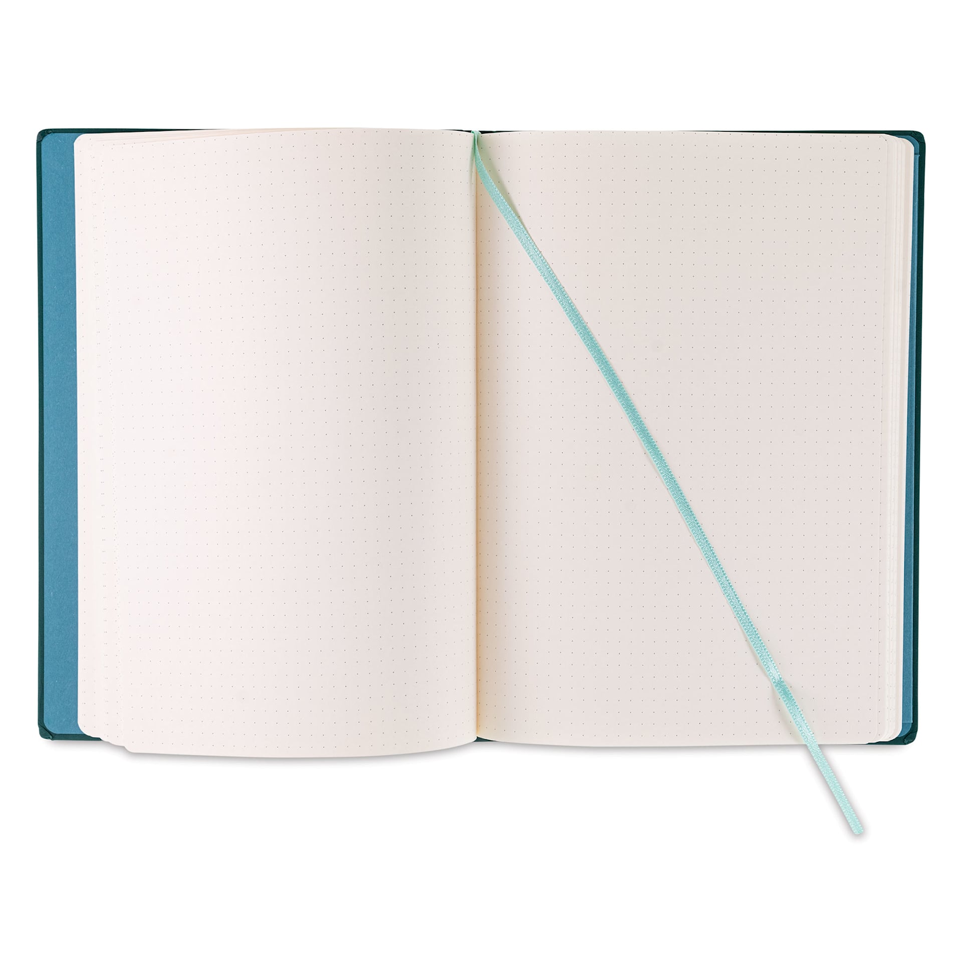 Fabriano Ispira Hard-Cover Notebook - Green, 5-4/5" x 8-1/4", Dot Grid, open