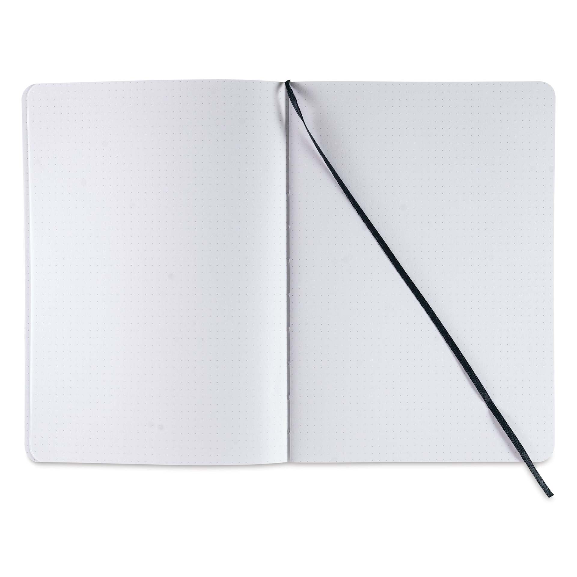 Fabriano EcoQua Plus Stitch-Bound Notebook - Black, 5-4/5" x 8-1/4", Dot Grid, open