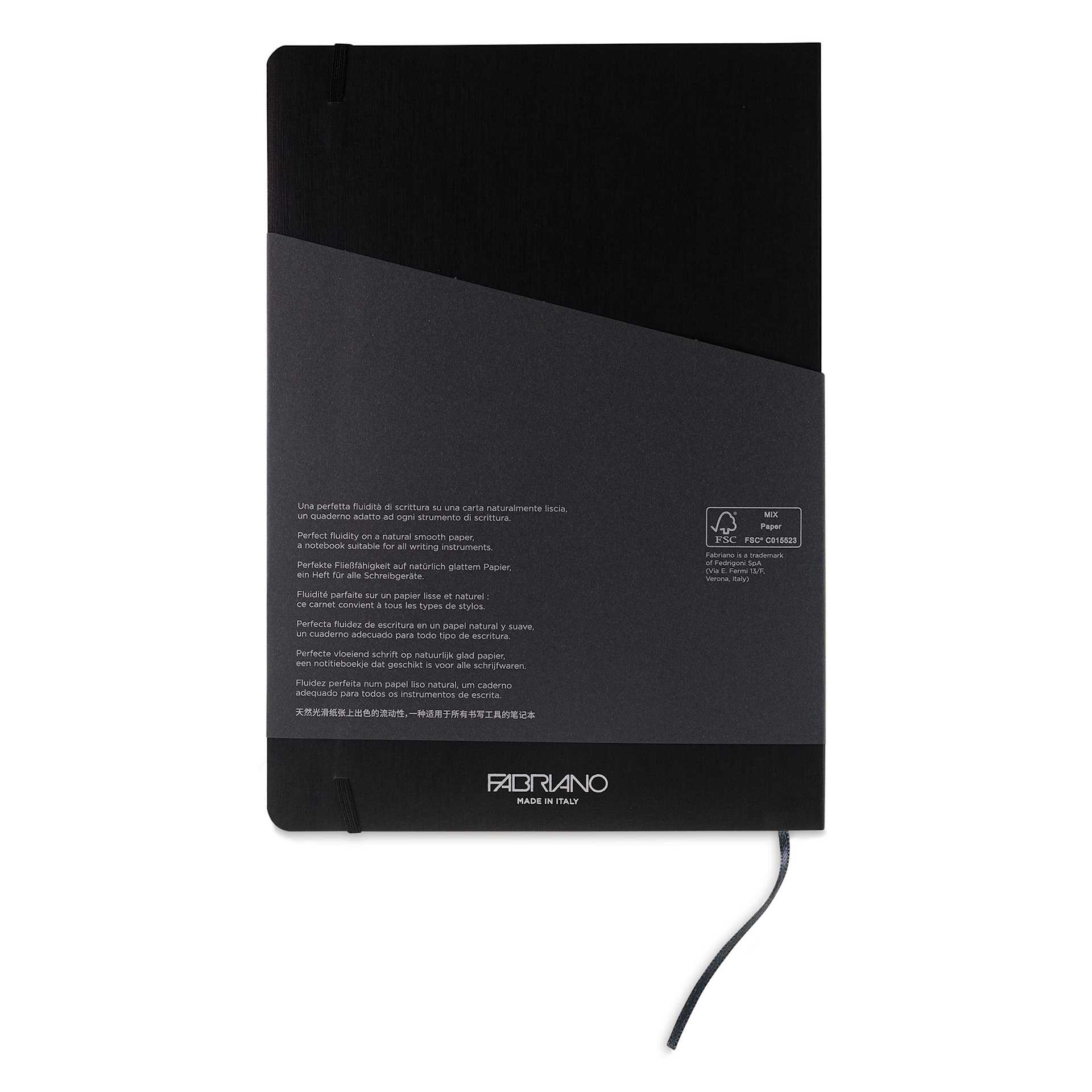 Fabriano EcoQua Plus Stitch-Bound Notebook - Black, 8-1/4" x 11-3/4", Grid, back cover