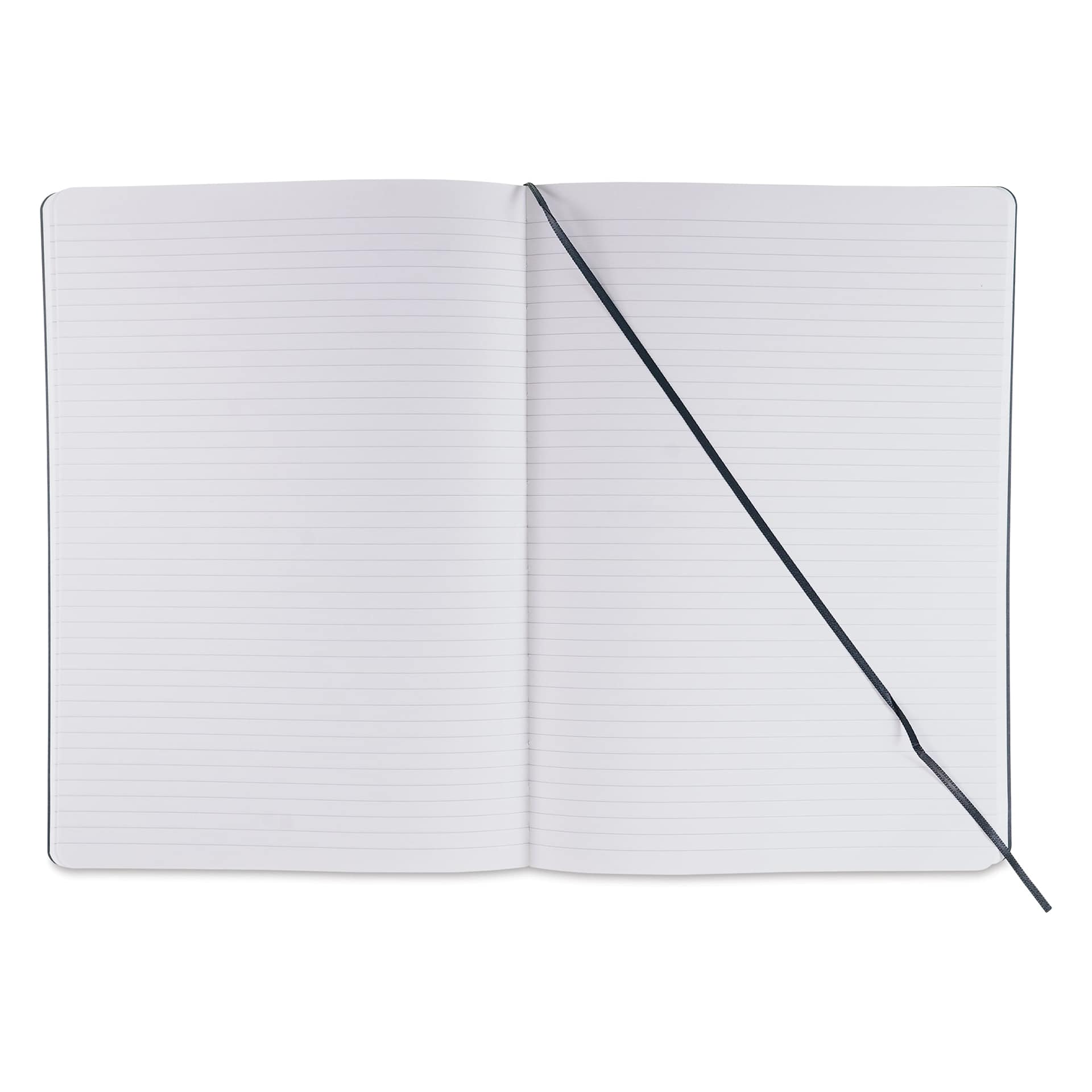 Fabriano EcoQua Plus Stitch-Bound Notebook - Black, 8-1/4" x 11-3/4", Lined, open