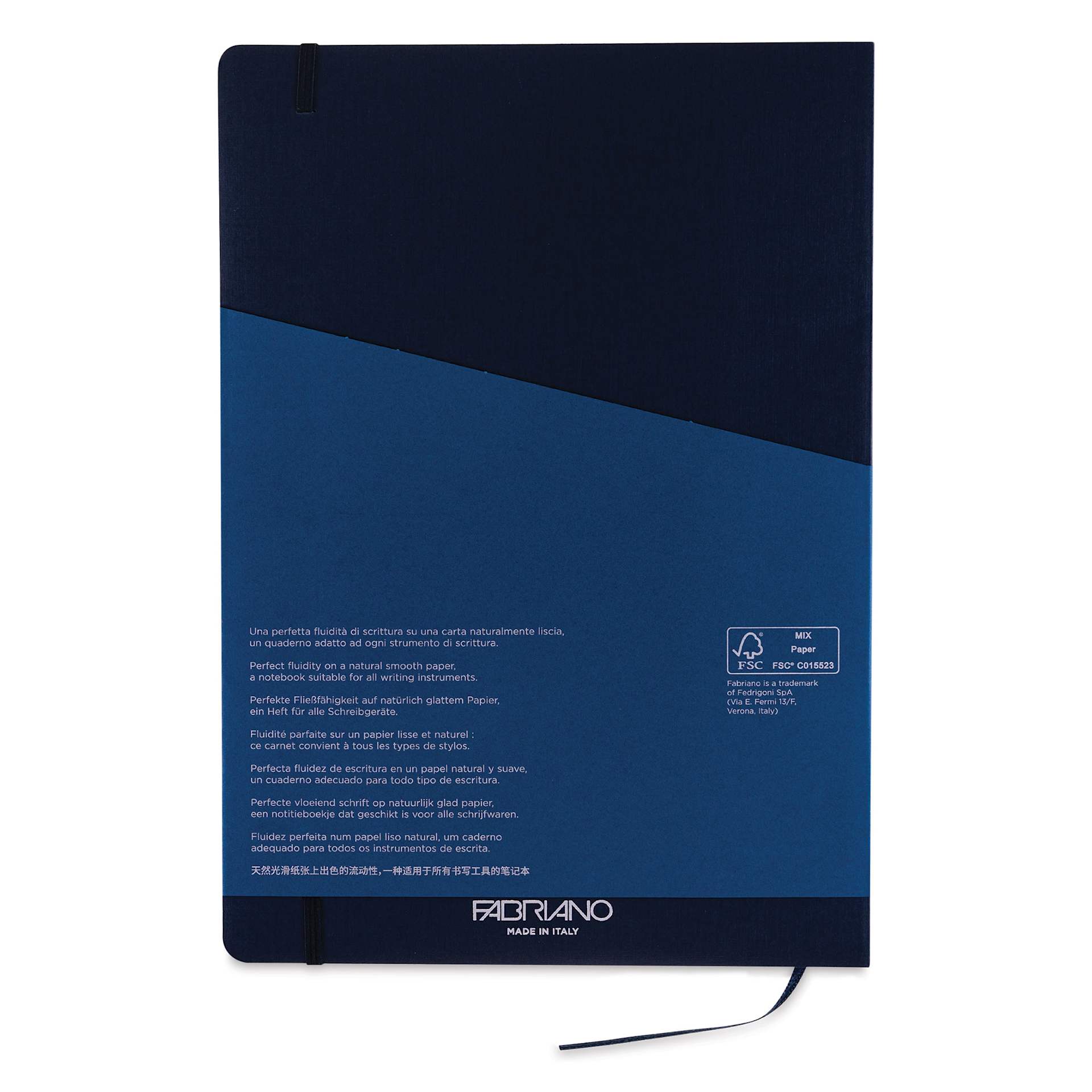 Fabriano EcoQua Plus Stitch-Bound Notebook - Navy, 8-1/4" x 11-3/4", Lined, back cover
