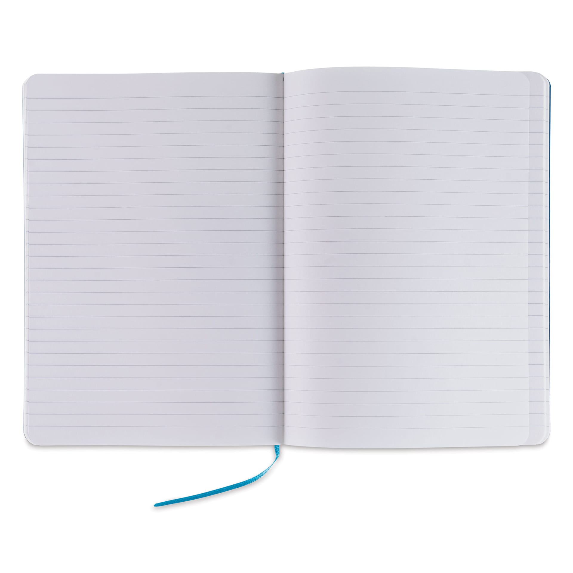 Fabriano EcoQua Plus Stitch-Bound Notebook - Turquoise, 5-4/5" x 8-1/4", Lined, open