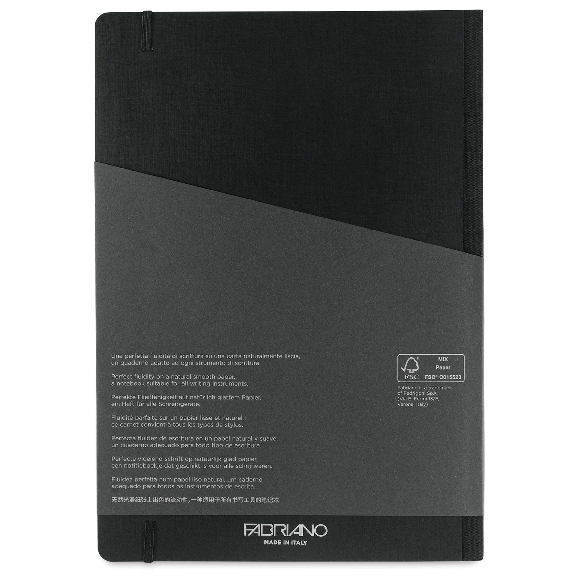 Fabriano Ecoqua Plus Fabric-Bound Notebook - Black, 8-1/4" x 11-7/10", Lined, back cover