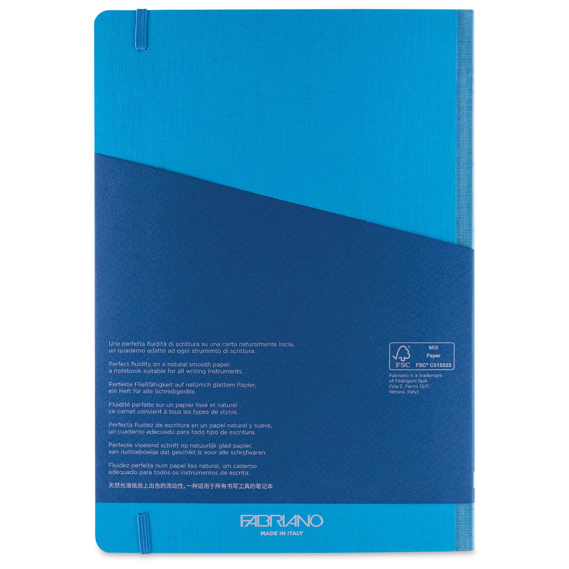 Fabriano Ecoqua Plus Fabric-Bound Notebook - Turquoise, 8-1/4" x 11-7/10", Dot Grid, back cover