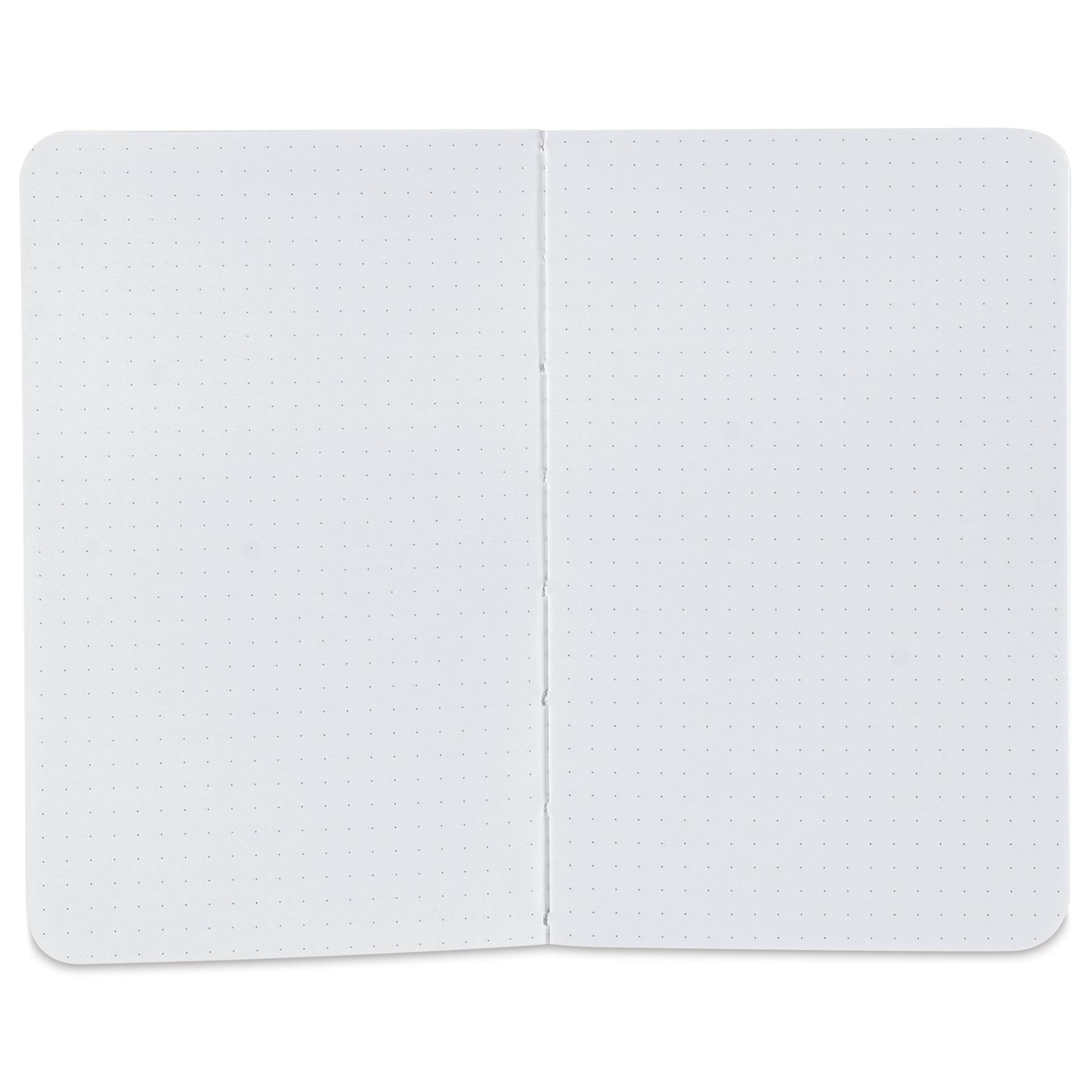 Fabriano Ecoqua Plus Fabric-Bound Notebook - Lime, 3-1/2" x 5-1/2", Dot Grid, open