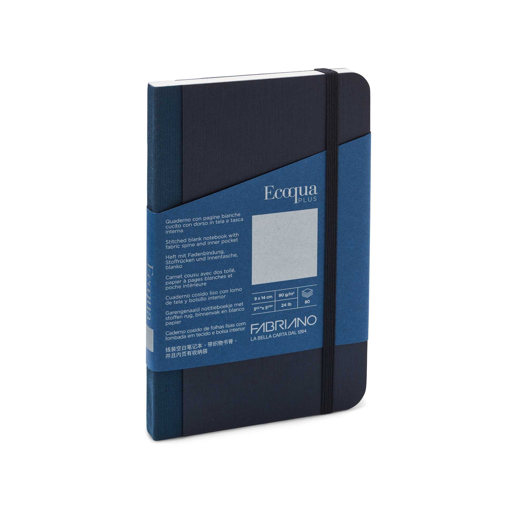 Fabriano Ecoqua Plus Fabric Blank A5 Notebook, 80 Sheets, Navy