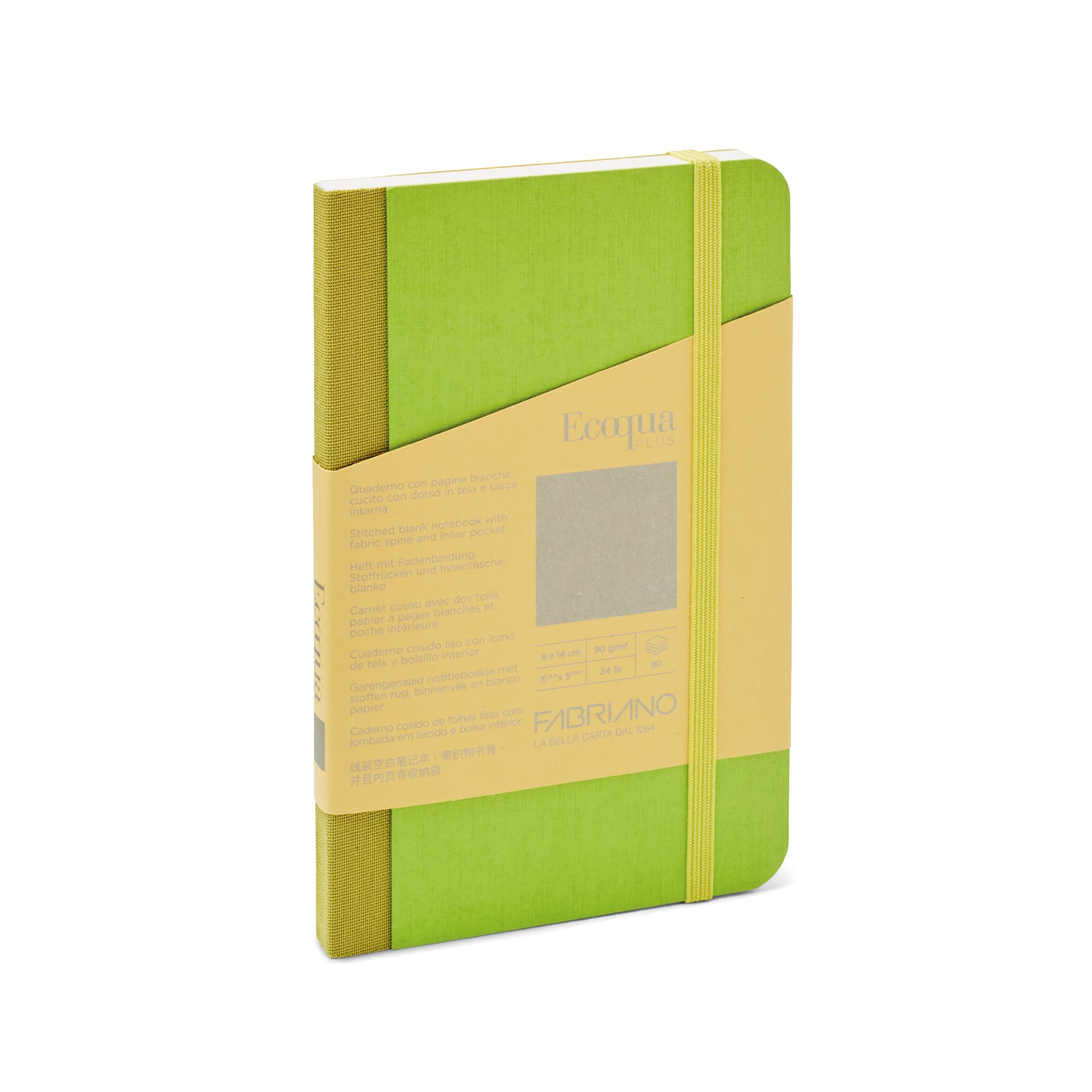 Fabriano Ecoqua Plus Fabric Blank A5 Notebook, 80 Sheets, Lime