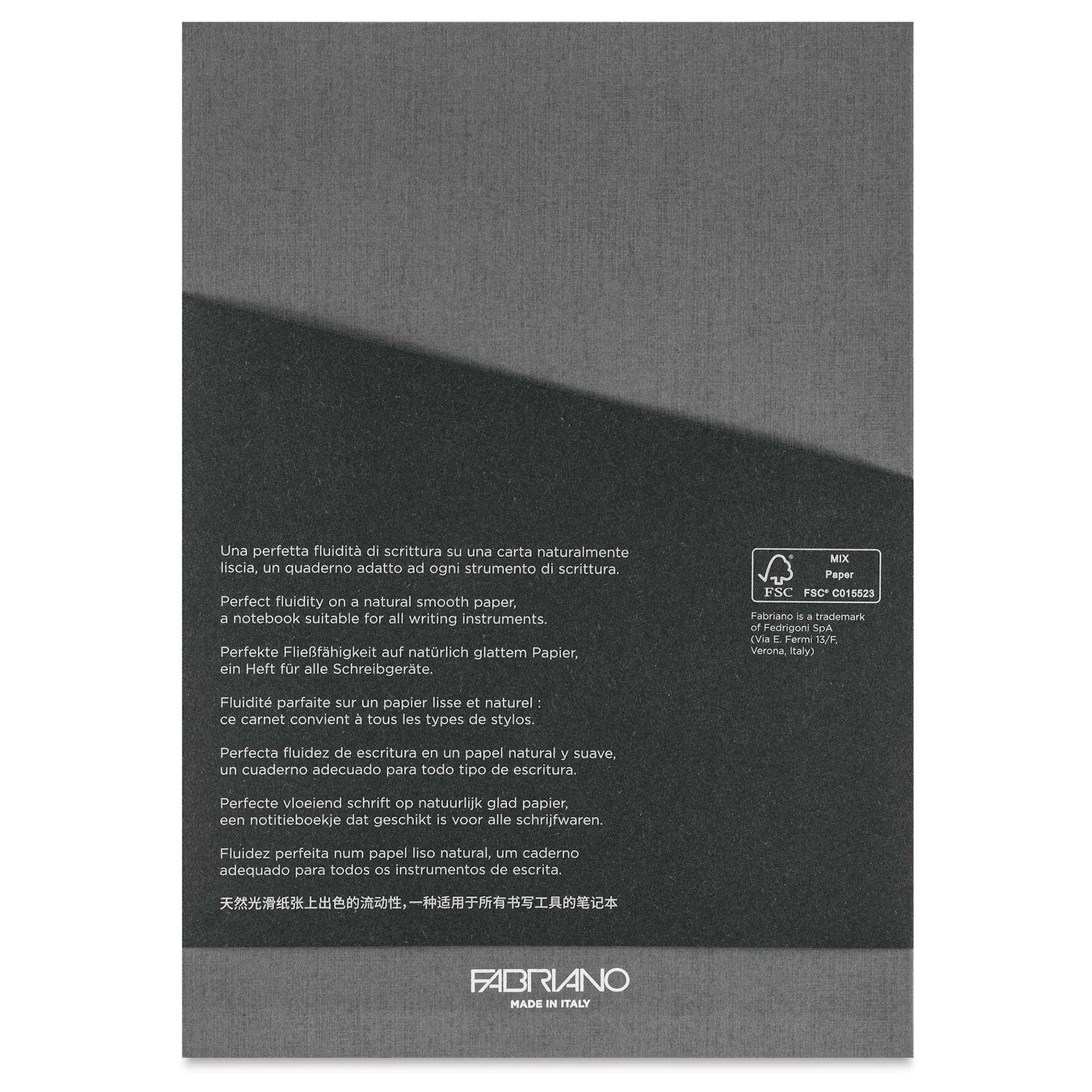Fabriano Ecoqua Plus Glue-Bound Notebook - Grey, 5-4/5" x 8-1/4", Dot Grid, back cover