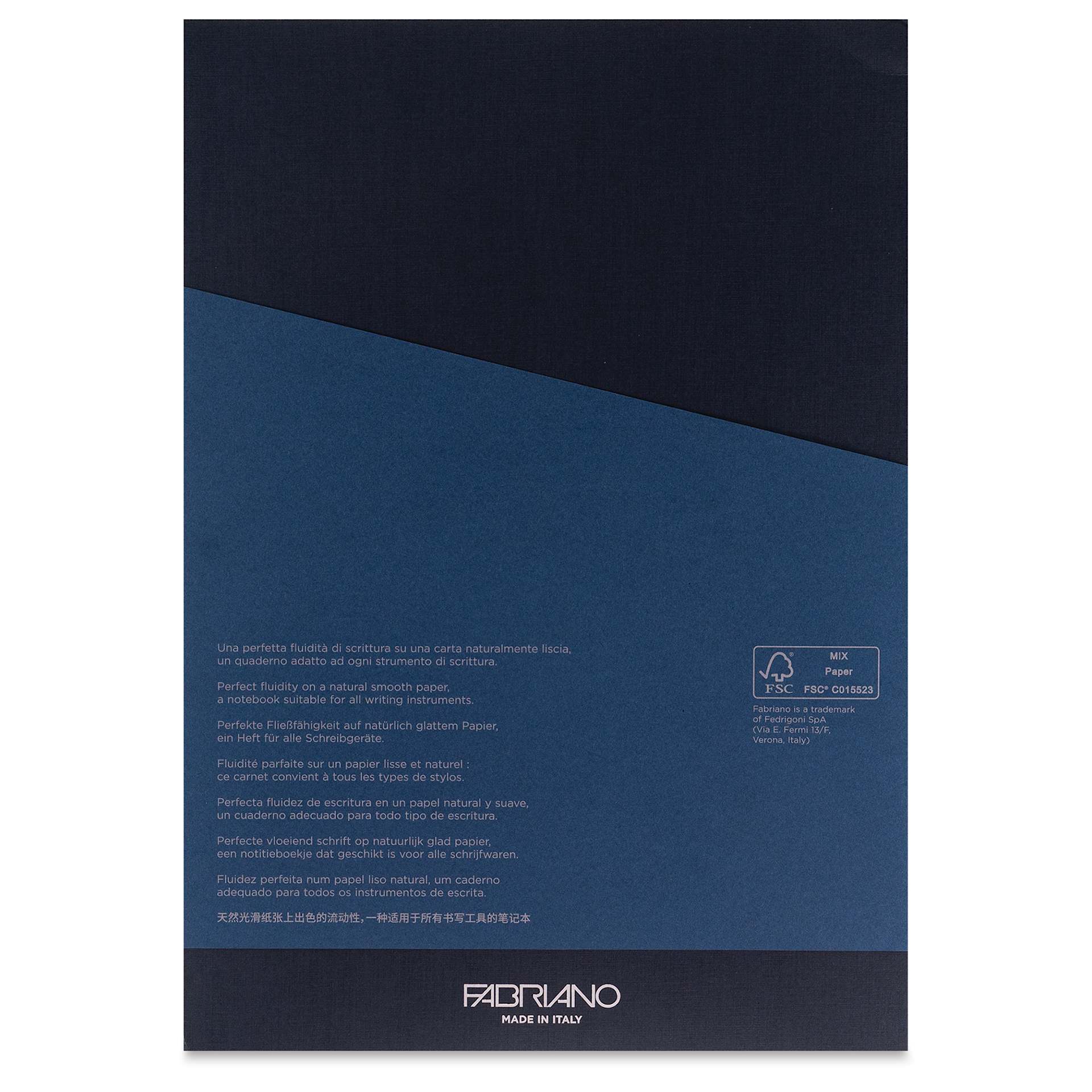 Fabriano Ecoqua Plus Glue-Bound Notebook - Navy, 8-1/4" x 11-7/10", Lined, back cover
