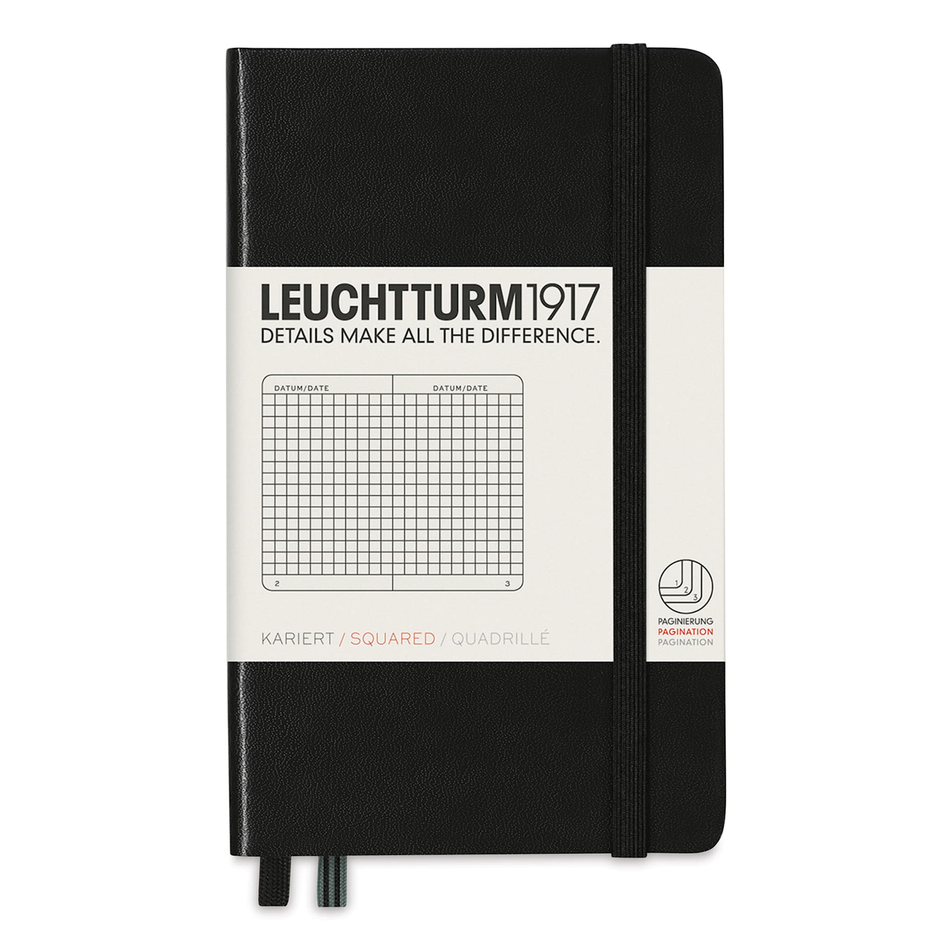Leuchtturm1917 Squared Hardbound Notebook - Black, 3-1/2" x 6" Leuchtturm1917 Squared Hardbound Notebook - Black, 3-1/2" x 6"