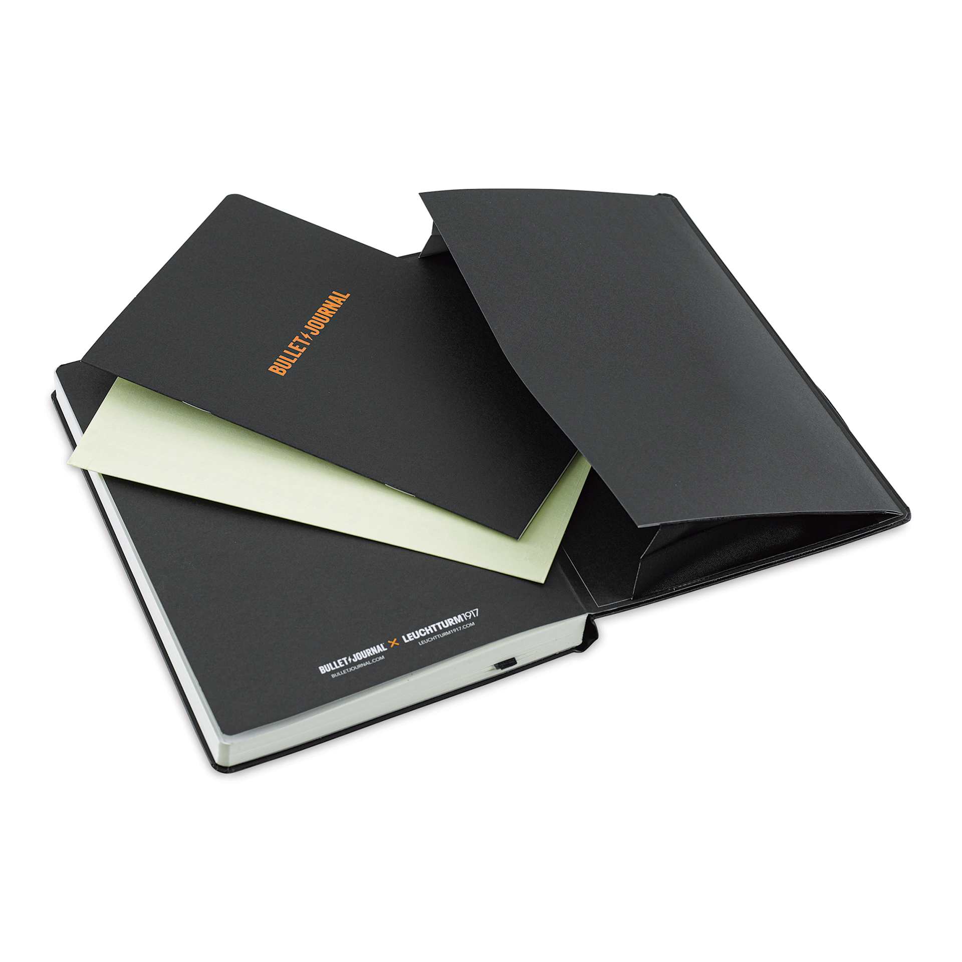Leuchtturm1917 Bullet Journal Edition 2 - Black, 6" x 8" (open to back pocket and manual)
