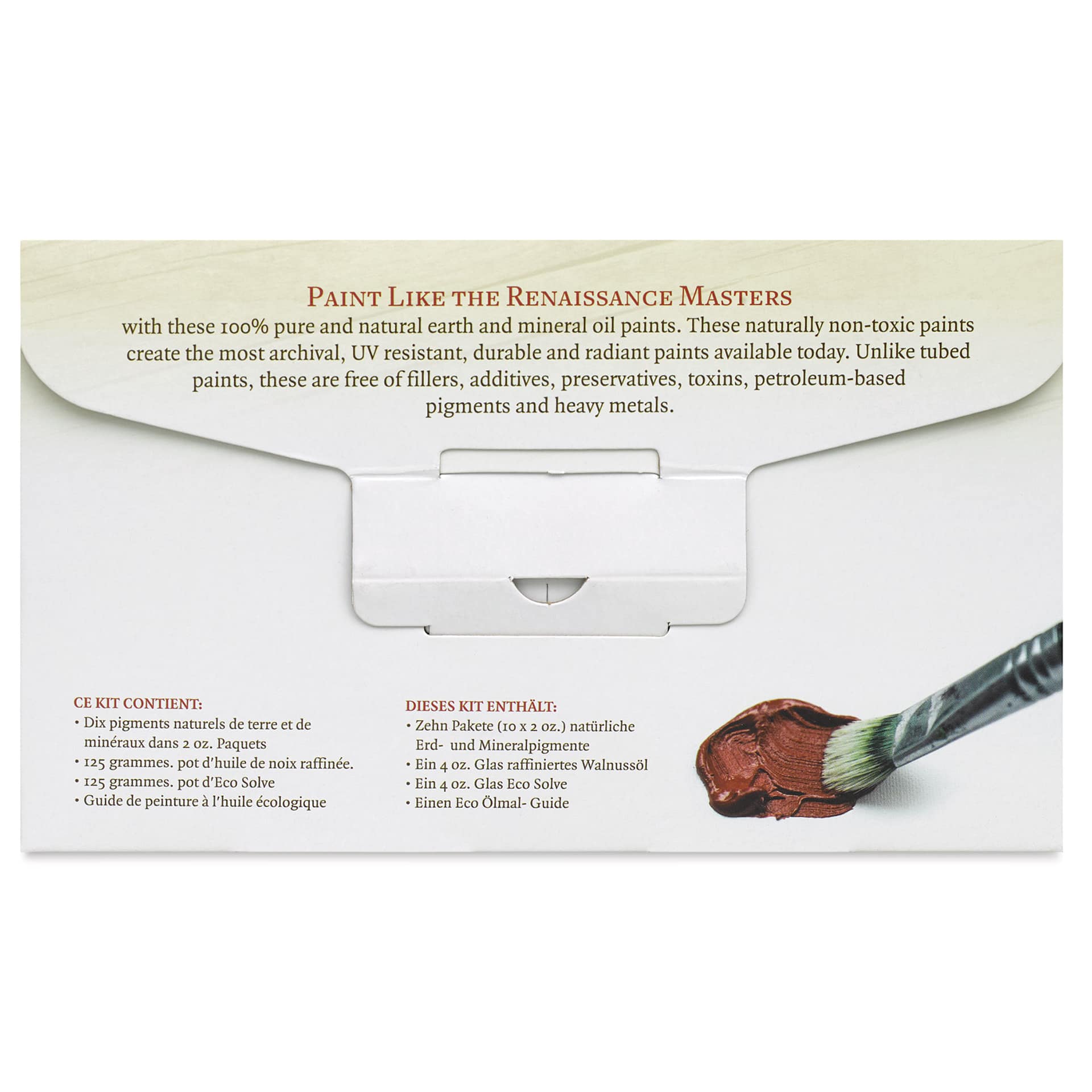 Natural Earth Paint Complete Oil Paint Kit (back of packaging) Natural Earth Paint Complete Oil Paint Kit (back of packaging)