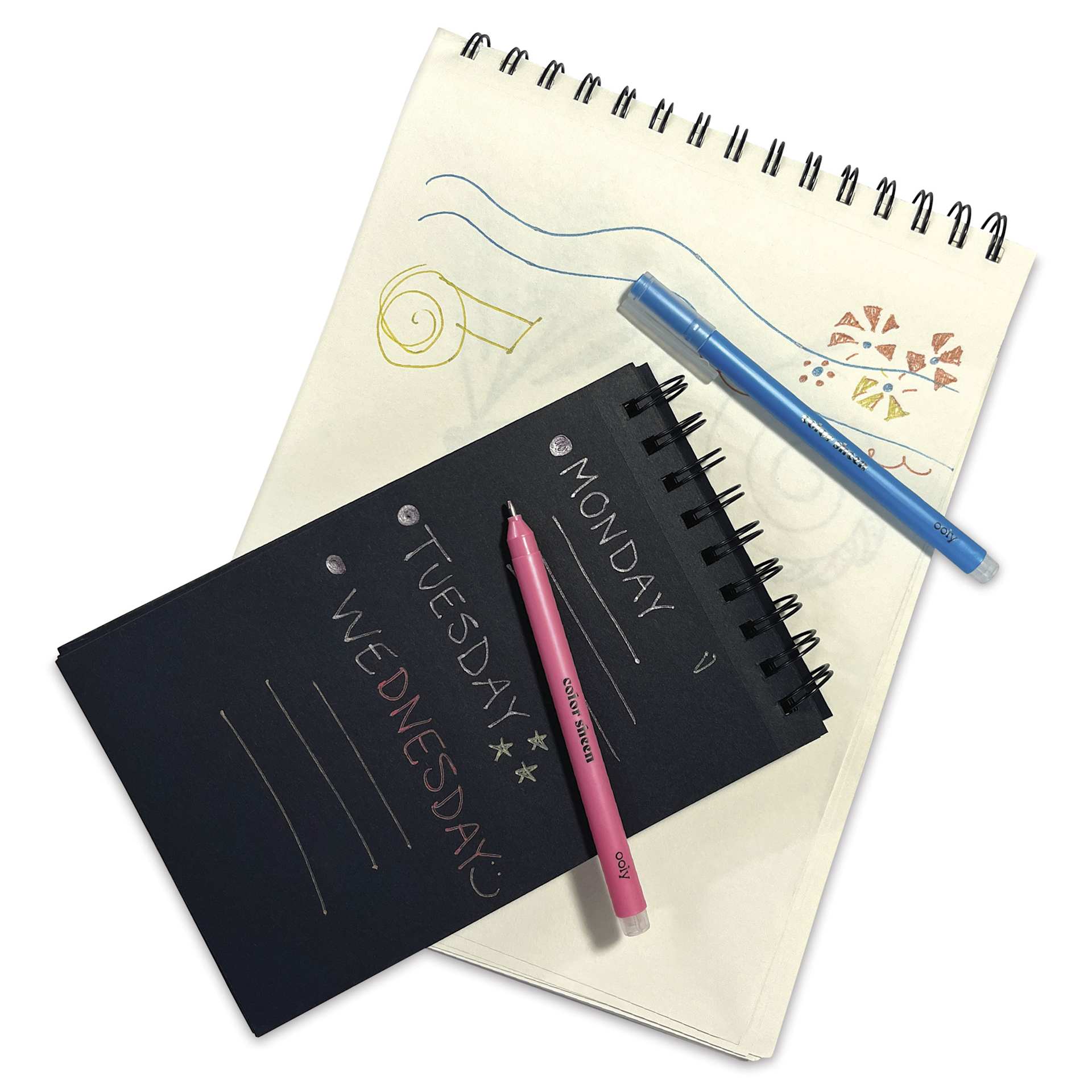 Ooly Color Sheen Metallic Gel Pens Set, used on white and black paper