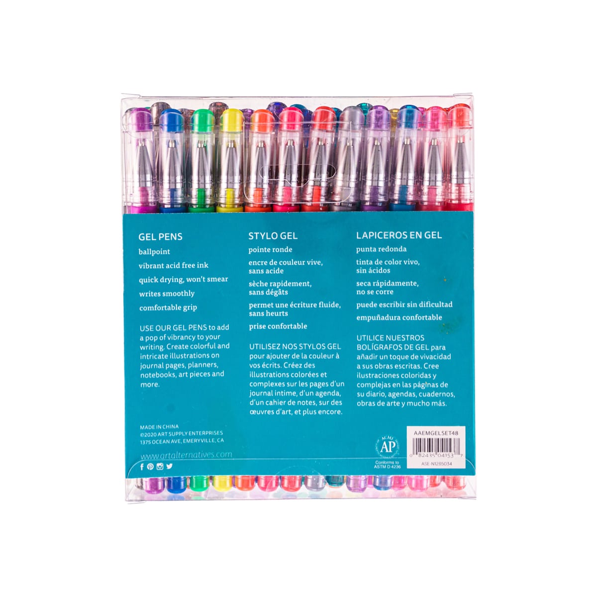 Gel Pen Set 48-Color Basic, Glitter, Neon, Pastel & Metallic Set