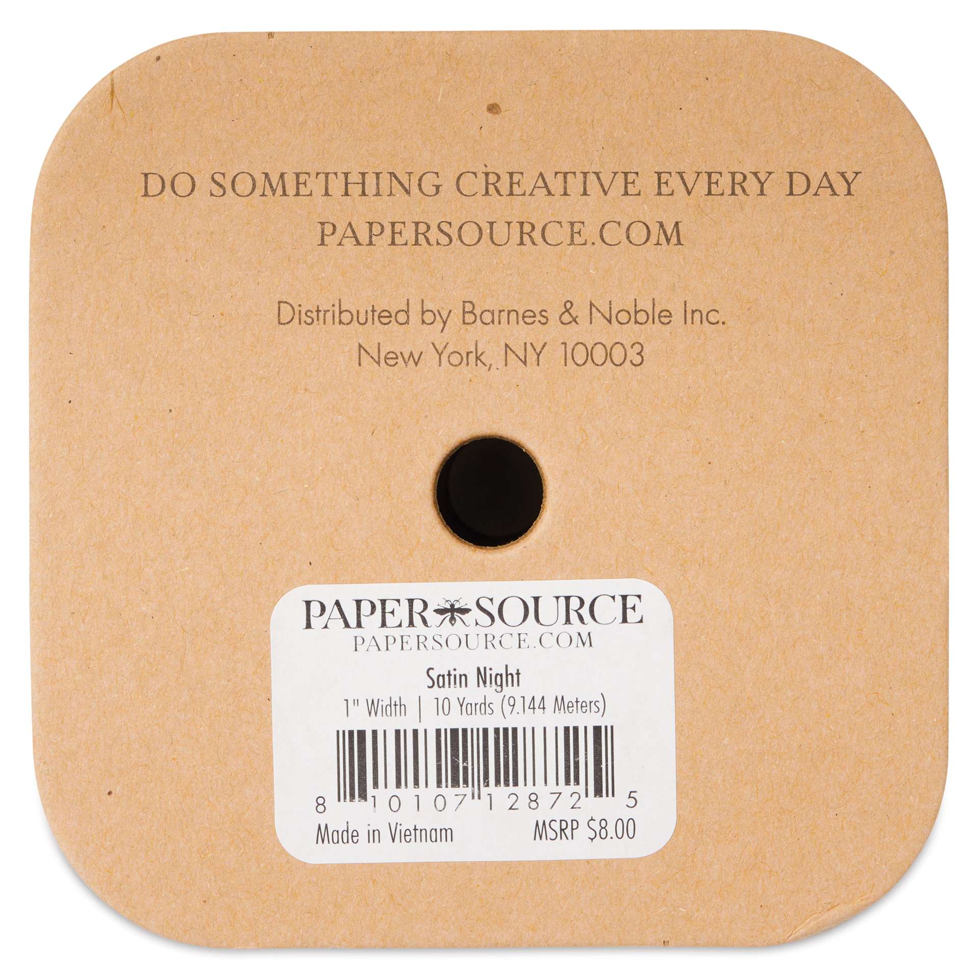 Paper Source Satin Ribbon - Night, 1" x 10 yds, back of package