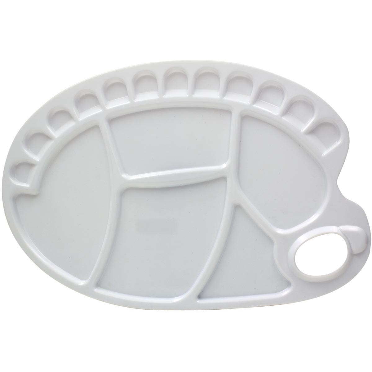 17-Well Palette with Thumb Hole White Plastic , 12 Color Wells - Peggable
