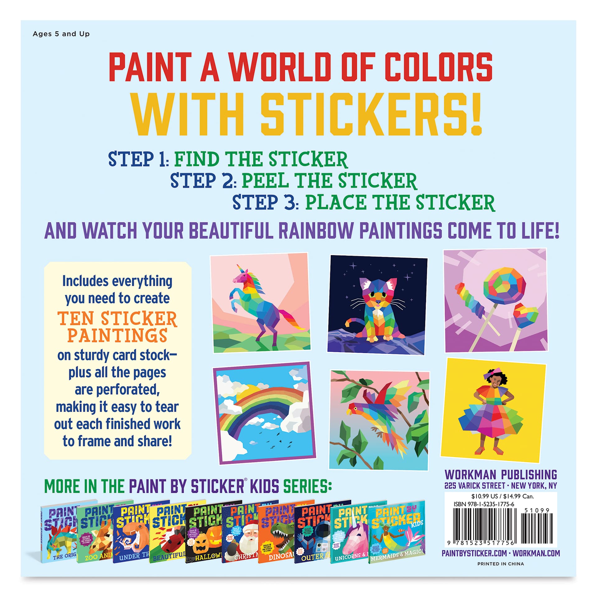 Paint By Sticker Kids: Rainbows Everywhere (back cover)