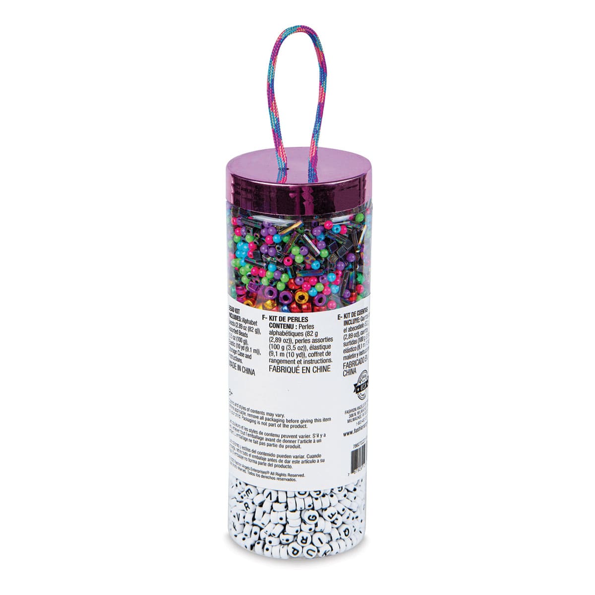 Fashion Angels 1000+ Jewel Tone Bead Kit (back of packaging)