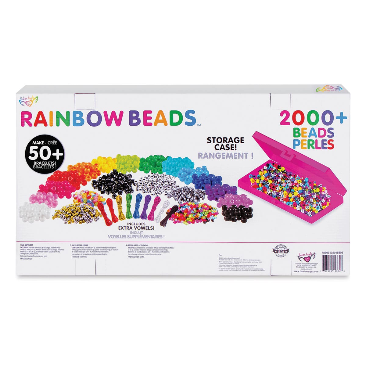 Fashion Angels 2000+ Rainbow Beads Super Set (back of packaging)