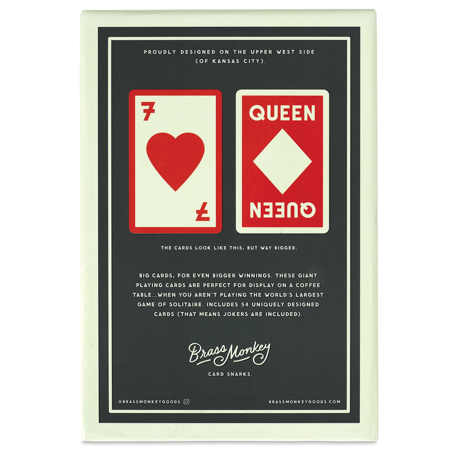 Brass Monkey A Big Deal Giant Playing Cards (back of packaging)