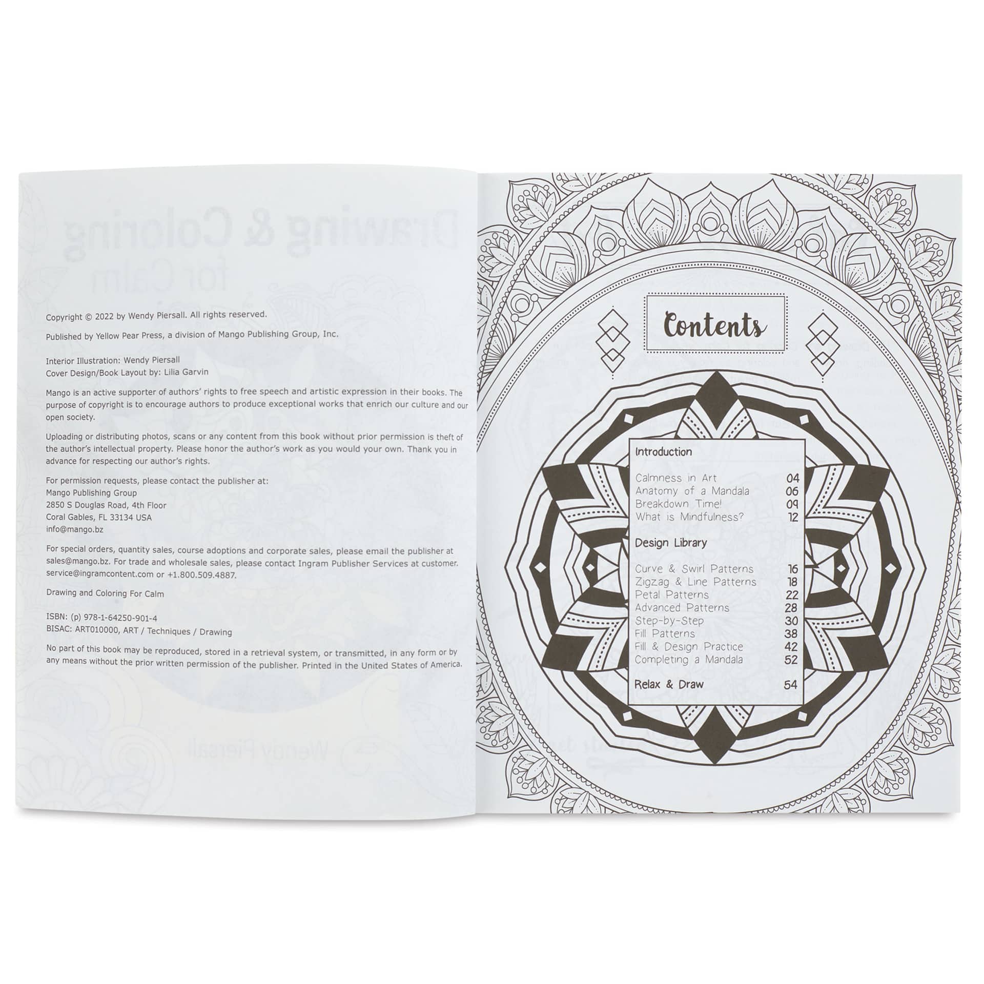 Drawing and Coloring for Calm, table of contents