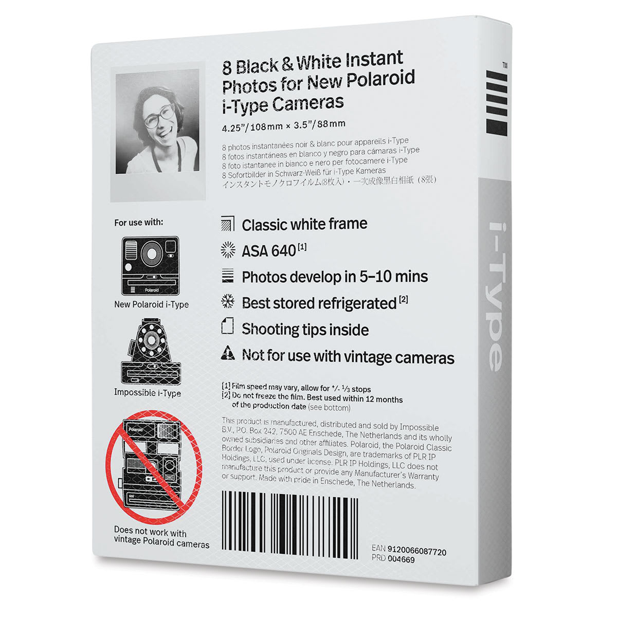 Polaroid i-Type Film - Right angled view of back of package
