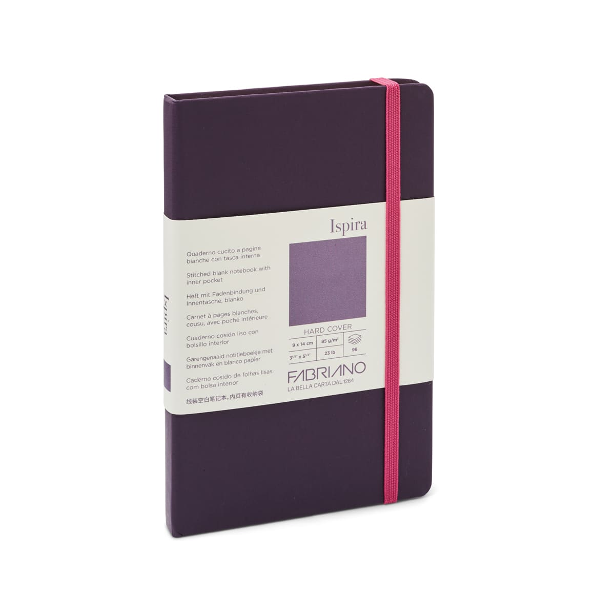 Fabriano Ispira Hard-Cover Notebook, 3.5 in x 5.5 in, Blank, Purple