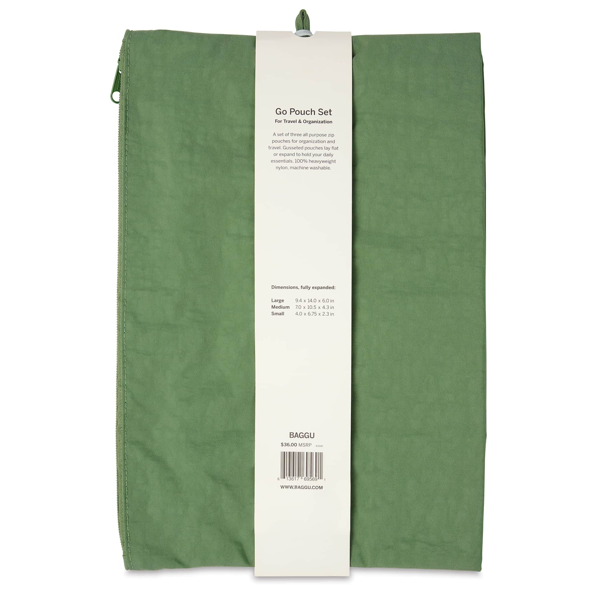 Baggu Go Pouch Set, back of packaging Baggu Go Pouch Set, back of packaging