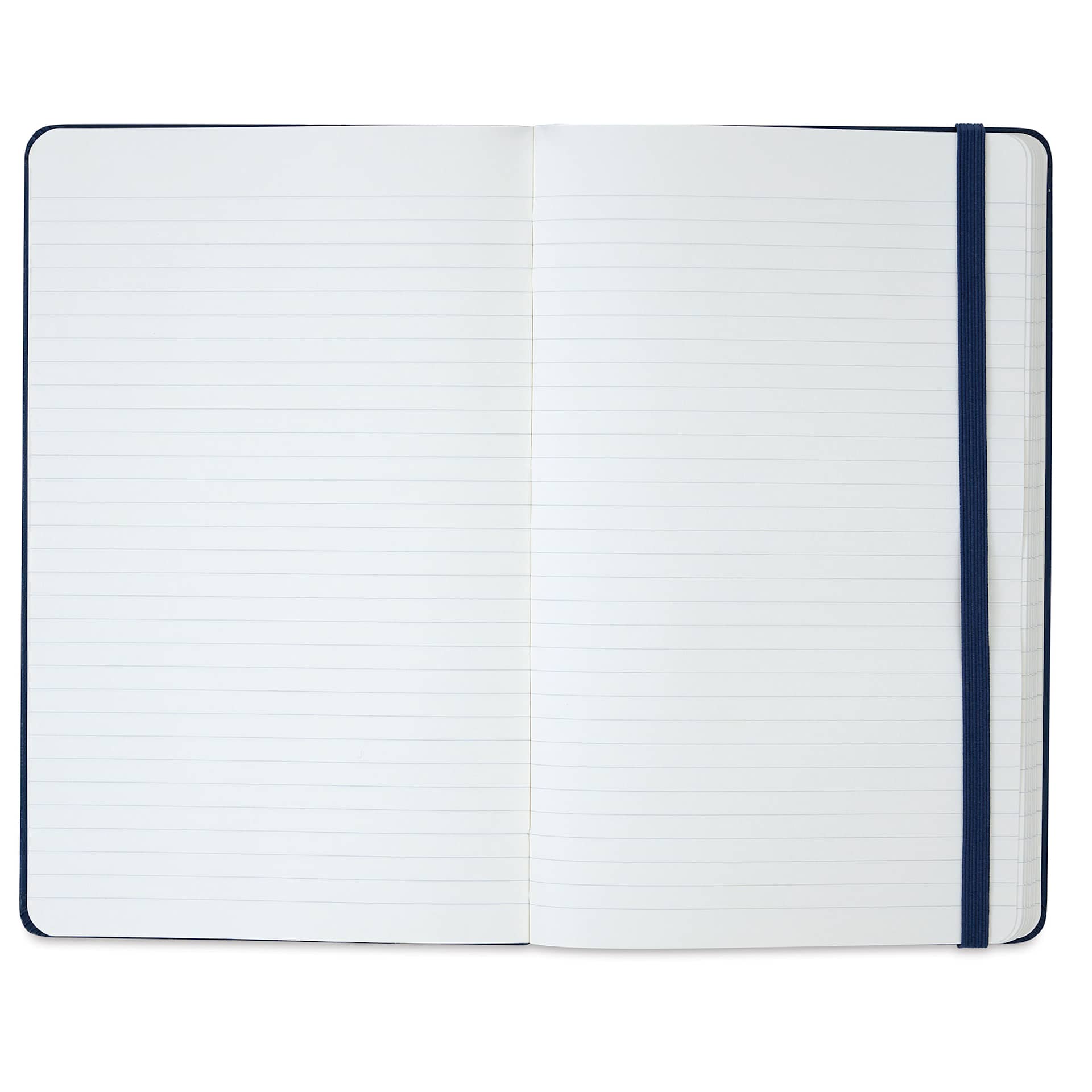 Moleskine Classic Hardcover Notebook - Sapphire Blue, Ruled, 8-1/4" x 5" (open to show paper)