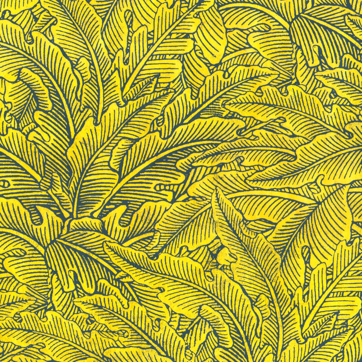 LAMALI Decorative Lokta Paper, 20 in x 30 in, Greenery Medium, Yellow, Slate Silkscreen