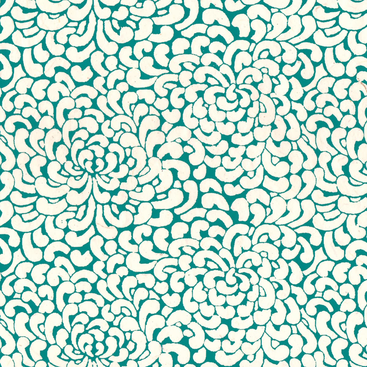 LAMALI Decorative Lokta Paper, 20 in x 30 in, Kikou, White, Emerald Silkscreen