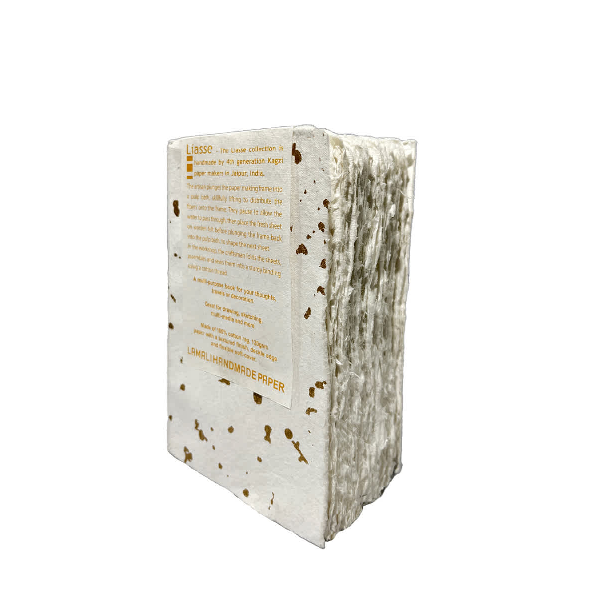 LAMALI Liasse Soft-Cover Handmade Book, 4.7 in x 7.1 in, 180 Pgs./Bk., Speckled Gold