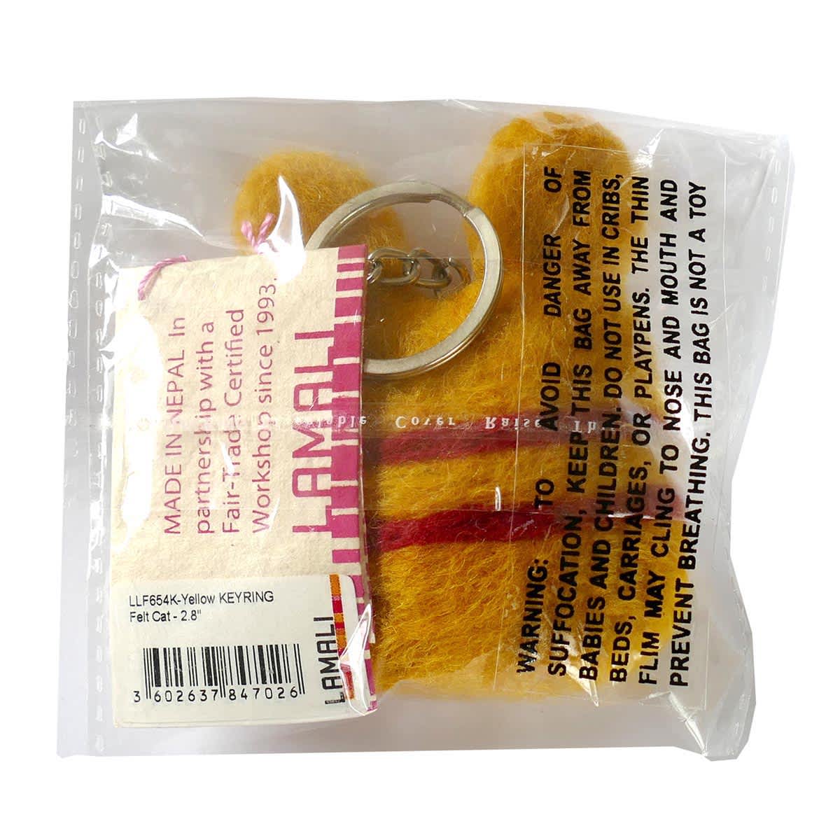 Felt Cat Handmade Key Rings Yellow