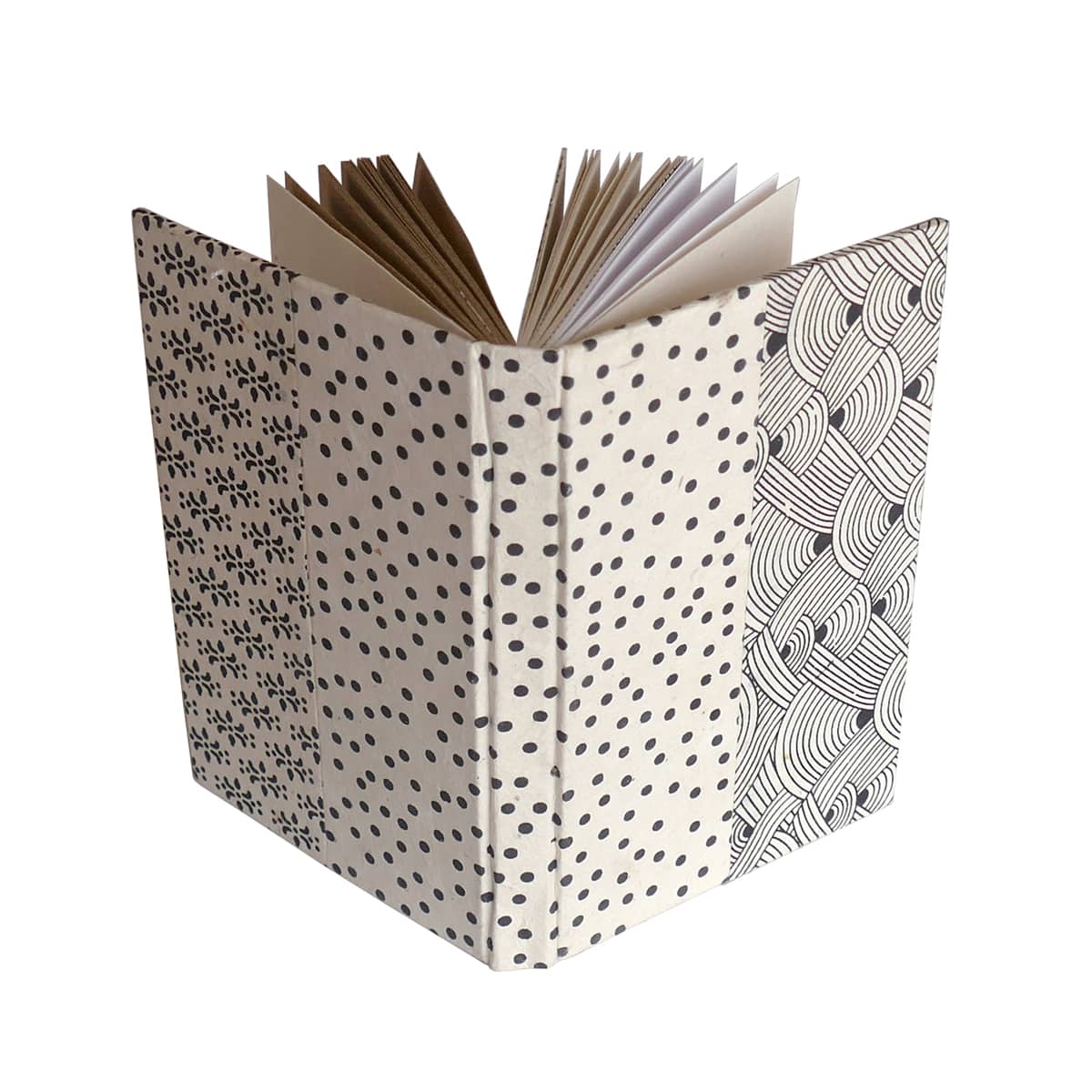 LAMALI Traveler's Hard-Cover Handmade Journal, 3.5 in x 5.5 in, 160 Pgs./Bk. White/Black