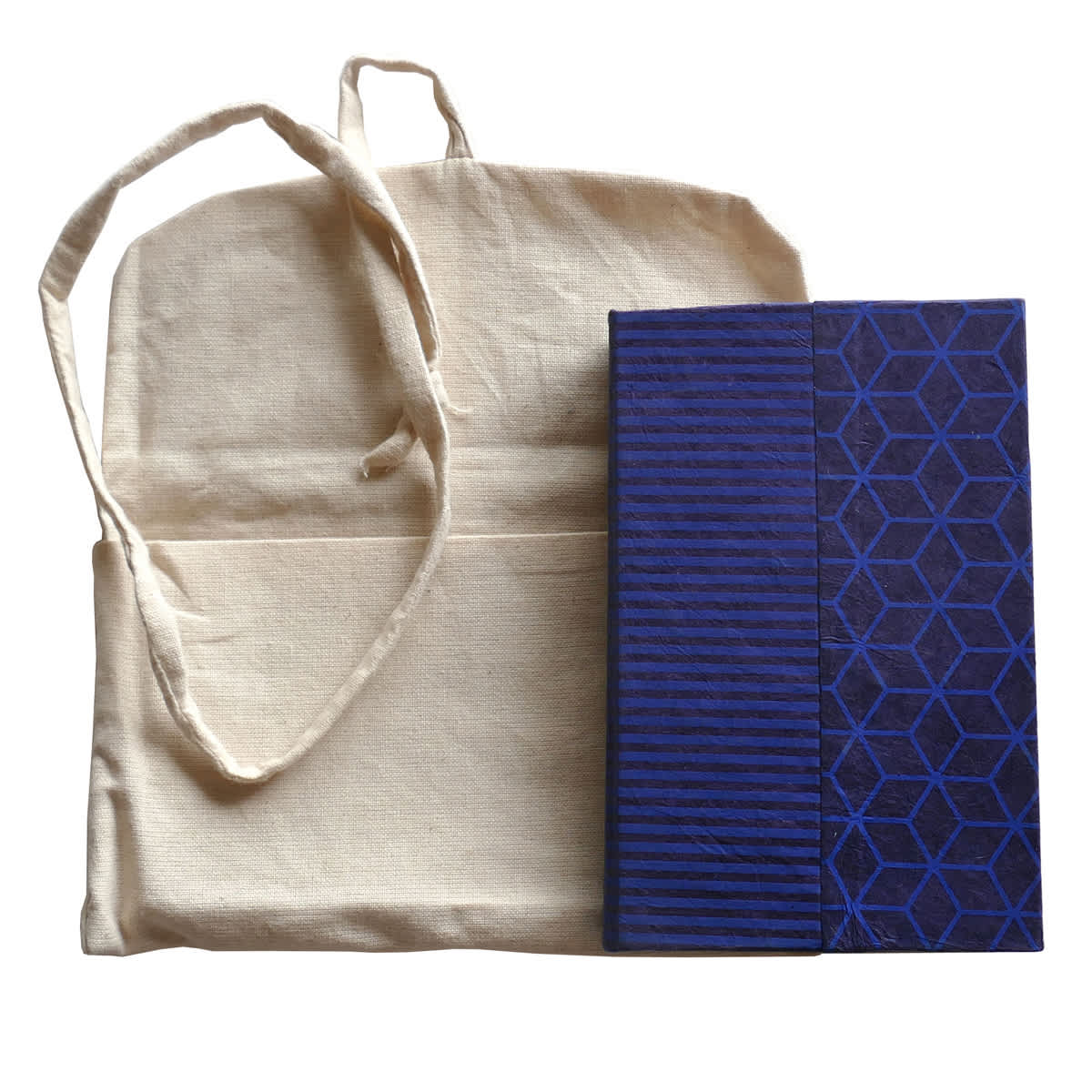 LAMALI Traveler's Hard-Cover Handmade Journal, 3.5 in x 5.5 in, 160 Pgs./Bk., Blue/Navy