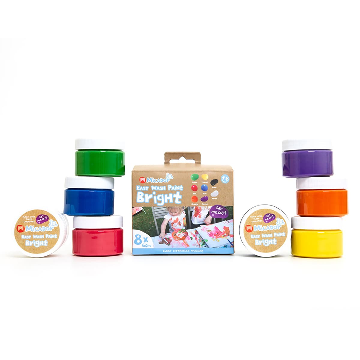 Easy Wash Paint Sets 8-Color Bright Set - 60ml Jars