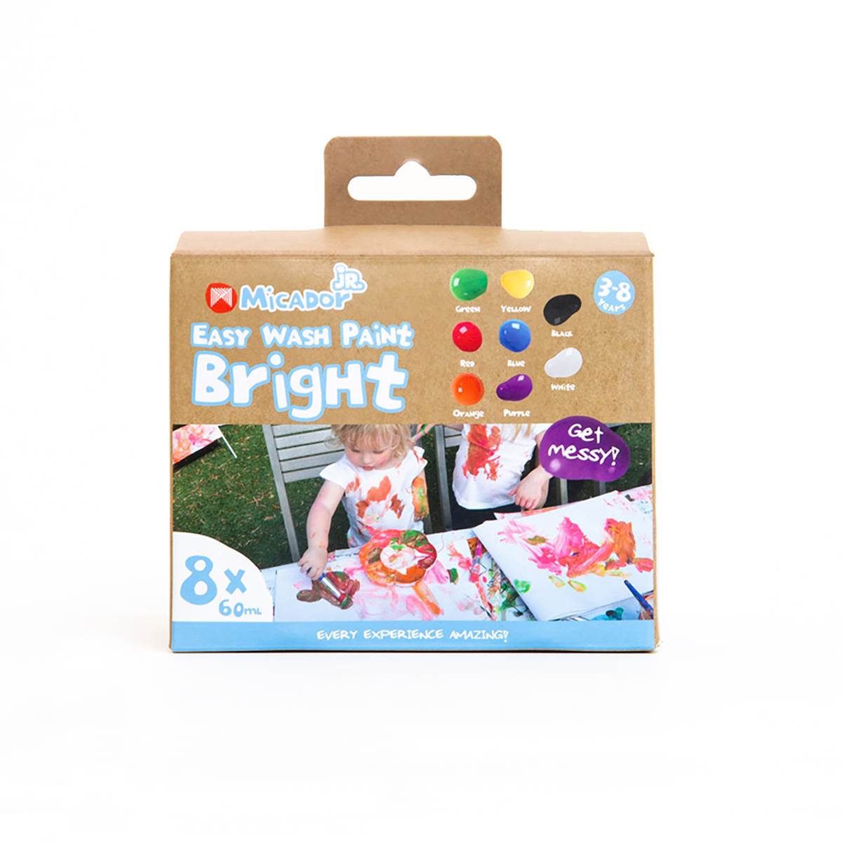 Easy Wash Paint Sets 8-Color Bright Set - 60ml Jars
