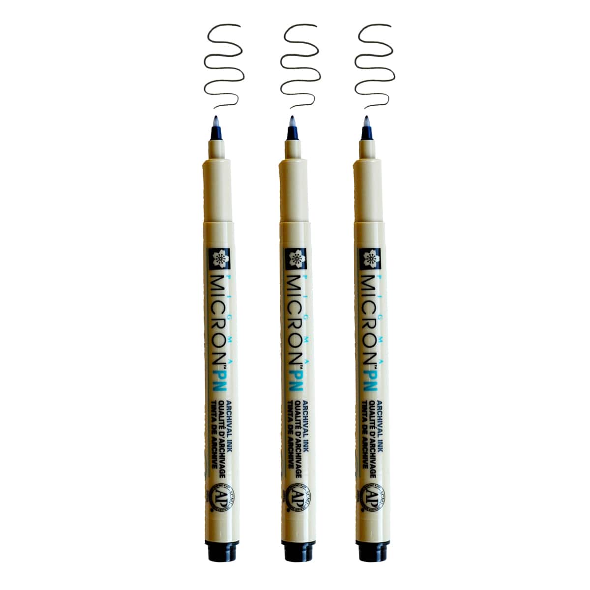 Pigma Micron PN Plastic Nib Pen Sets 3-Pen Set, .45 - Peggable