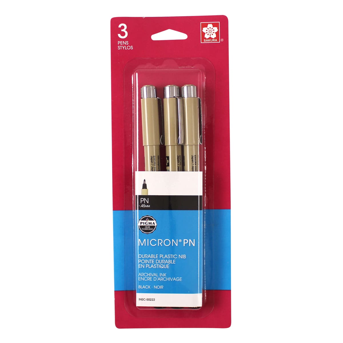 Pigma Micron PN Plastic Nib Pen Sets 3-Pen Set, .45 - Peggable