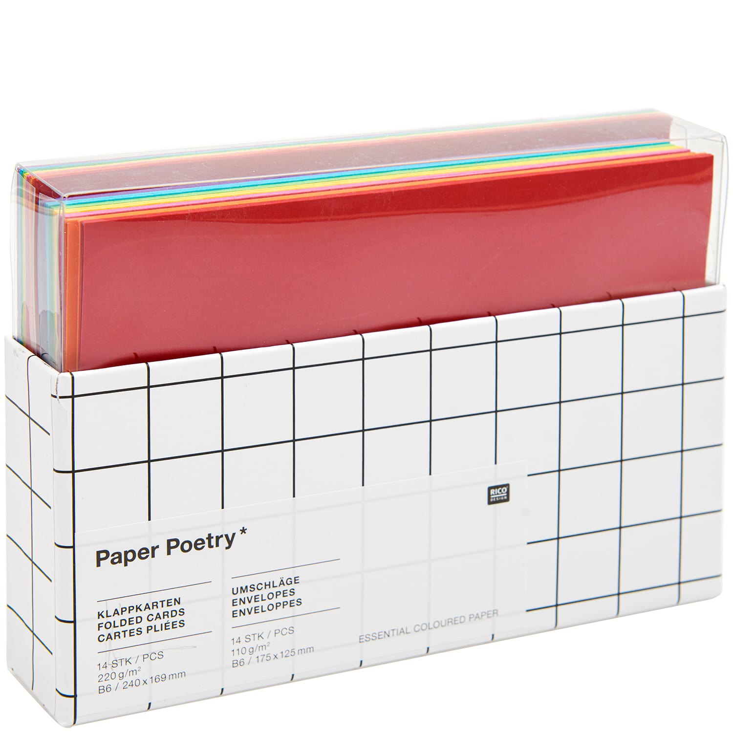 Rico Design Greeting Cards, Pkg of 14 Rainbow Classic 6.7" x 4.75"